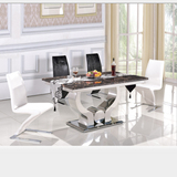 长方形不锈钢大理石餐桌椅组合 大小户型家用餐厅简约餐台桌子