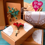 复古包装盒文艺饰品盒牛皮纸蕾丝纸礼品盒创意手工皂盒特硬特价