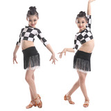 2015夏新款儿童拉丁舞裙少儿舞蹈女童流苏演出服比赛表演服半身裙