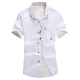 夏季薄款纯色短袖衬衫男士韩版休闲短袖衬衣潮夏天半袖修身白衣服