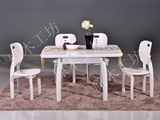 四方餐桌 可折叠伸缩餐桌 小户型 饭桌韩式田园白色餐台餐椅组合