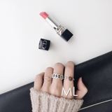 ML家正品韩国s925纯银黑玛瑙锁链做旧个性开口素银戒指指环女礼物
