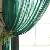 【海绿】点睛专业定制做 美式乡村 复古纯色棉麻亚麻 拼接窗帘
