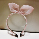 韩国发饰头饰品韩版珍珠缠绕布艺可爱蕾丝兔耳朵发箍带头箍发卡女