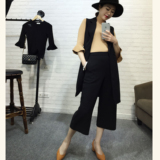 韩国代购同款西装马甲+七八分阔腿裤西装裤两件套装女装2016新款