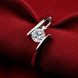 六爪钻戒仿真钻石戒指女款式1克拉指环 情侣对戒求婚戒银饰品