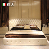 欧式皮床真皮床高档奢华婚床现代时尚美式软体大床双人床2米2.2米