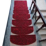 红色圆圈丙纶楼梯垫子家用防滑免胶自粘踏步脚垫铁木楼梯地毯定制