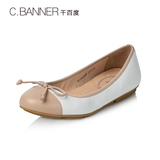 C.BANNER/千百度2016春新品羊皮拼接减龄圆头平底鞋女鞋A6128602