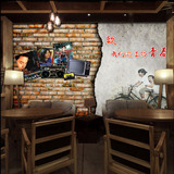 定制复古怀旧墙砖明星海报酒吧咖啡厅休闲吧背景墙壁纸墙纸壁画