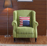 现货特价 美式沙发老虎椅高背椅欧式地中海田园卧室布艺单人沙发