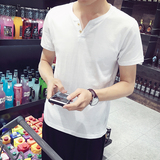 2016夏新款韩版修身纯色V领短袖T恤男 青年简单成熟半袖修身型T恤