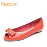 kisscat接吻猫夏季蝴蝶结鱼嘴鞋舒适低跟浅口女单鞋D55316-03KB-W