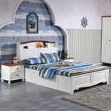地中海床实木双人床1.5米美式乡村书架床1.35高箱儿童实木床1.2白
