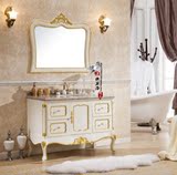 欧式浴室柜仿古卫浴柜实木橡木美式落地台盆浴室柜洗手盆组合整体