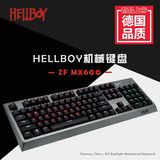 热卖HELLBOY 104键机械游戏键盘有线背发光樱桃CHERRY黑青红茶轴