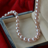 紫色粉色 强光正圆10-11天然淡水珍珠项链 正品 送妈妈 送女友