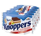 香港代购 德国进口零食knoppers牛奶榛子巧克力威化饼干10包250g