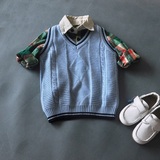 2015秋冬季新款儿童羊绒衫男童针织毛衣背心中小童羊毛衫纯山羊绒