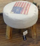 美式法式乡村实木试换鞋凳儿童座凳搁脚凳化妆软小圆沙发时尚简约