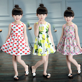 2016新款韩国3夏装4女童装5可爱6樱桃7露背8背心裙柠檬连衣裙9岁