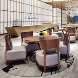 新中式酒店中餐厅餐椅 售楼部接待桌椅组合 售楼处洽谈会客圆桌家