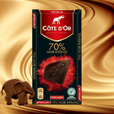 正品原装进口比利时克特多金象70%可可黑巧克力-排装100g休闲零食