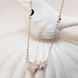 韩国进口代购2个星星月亮项链AAA级锆石钻石项链锁骨链女饰品女
