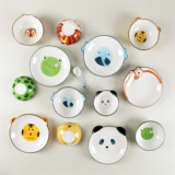 包邮创意可爱浮雕日式动物陶瓷儿童卡通早餐米饭甜品沙拉碗家用盘