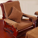 捷薇 新品纯色玉米粒加厚红实木沙发冬垫带靠背海绵春秋椅坐垫