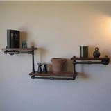 铁艺置物架壁金属水管实木时尚书柜架复古做旧客厅墙搁板装饰特价