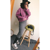 韩国代购东大门女装 烟紫色短款净版加绒卫衣 超级好看