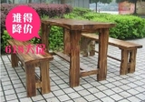 定制防腐木户外休闲桌椅组合庭院阳台桌木桌木凳长方形餐桌长凳
