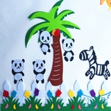 幼儿园装饰用品3D立体可移除墙贴画墙壁贴纸泡沫熊猫组合图