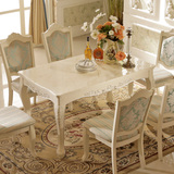 欧式餐桌椅组合六人大理石白色餐桌 实木现代简欧