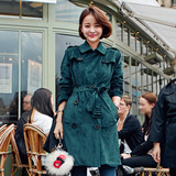 2015韩国东大门品牌女装 冬季新品韩版鹿皮绒大衣女式风衣女外套