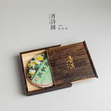 手工烧桐木实木七子茶饼日式中式茶具普洱滑盖茶饼盒茶叶收纳盒