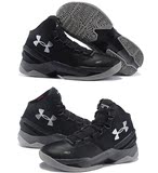 正品安德玛库里2代篮球鞋签名UA男子高帮球鞋耐磨运动鞋跑鞋黑灰