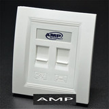 AMP安普86型双电脑二两2位网络信息弱电面板插座含模块推荐