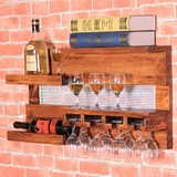 实木欧式壁挂葡萄酒架悬挂置物架餐厅复古高脚杯架红酒柜43