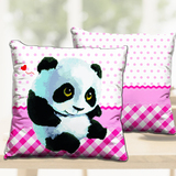 3D新款印花十字绣抱枕一对枕头汽车靠垫可爱熊猫动物动漫卡通枕套
