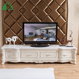 欧式简约大理石客厅电视柜象牙白色地柜法式实木雕花矮柜特价宜家