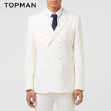 TOPMAN新品西装 白色双排扣修身版男士单件西装|87J58MWHT