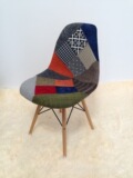 Eames Chair 实木软包伊姆斯椅 时尚百家布餐桌椅 卧室休闲椅子