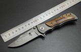 厂家直供 热销折刀 大马士革虎纹版 勃朗宁339折叠刀 水果刀 小刀