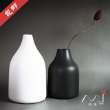 景德镇陶瓷黑白色日式小花瓶家居装饰简约创意个性日系小摆件花瓶