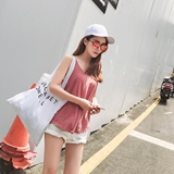 韩版2016新款女装夏季毛边纯色弹性修身显瘦打底衫工字背心吊带女