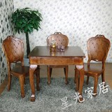 欧式长方形实木橡胶木可伸缩折叠仿古小餐桌椅组合简约欧式餐桌