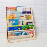 儿童读书角书架实木棉帆布简易幼儿园书报绘本原木出口书架