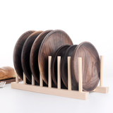 zakka杂货创意实木无漆盘子架沥水架菜盘架子日式厨房收纳置物架